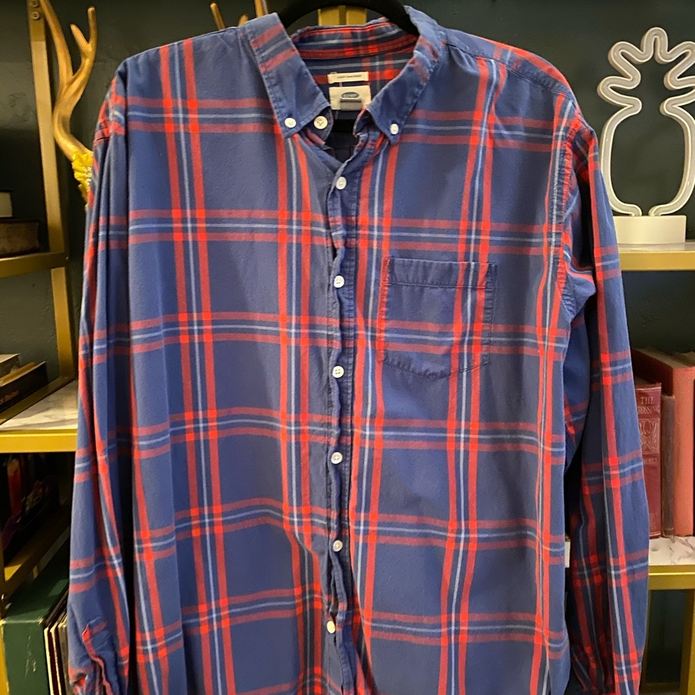Red & Blue Plaid Long Sleeve Button Down